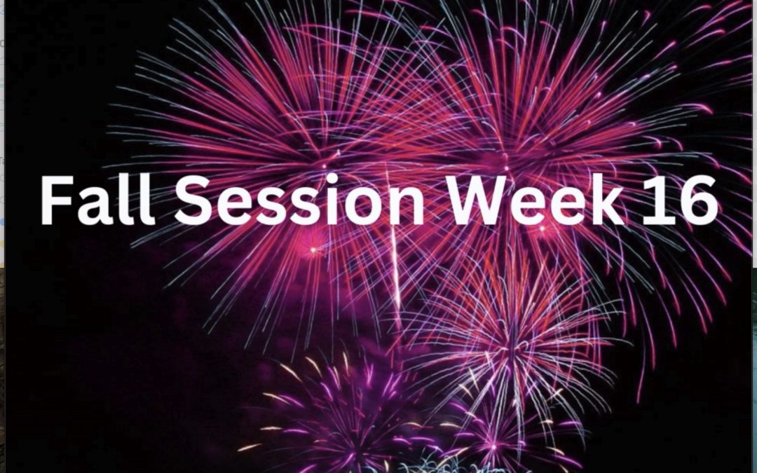 Fall Session Week 16: Monday, January 6th – Monday, January 13th