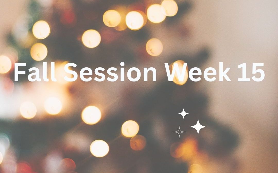 Fall Session Week 15: Monday, December 16 – Sunday, December 22nd